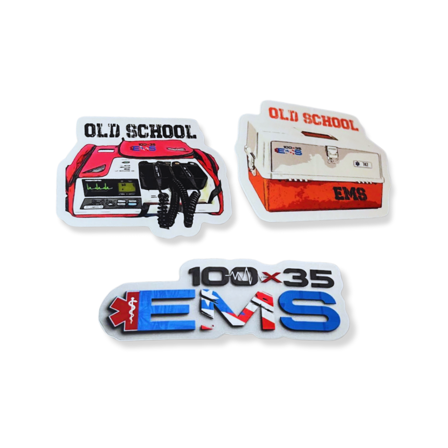 Set de (3) Stickers 100x35EMS "Old School"