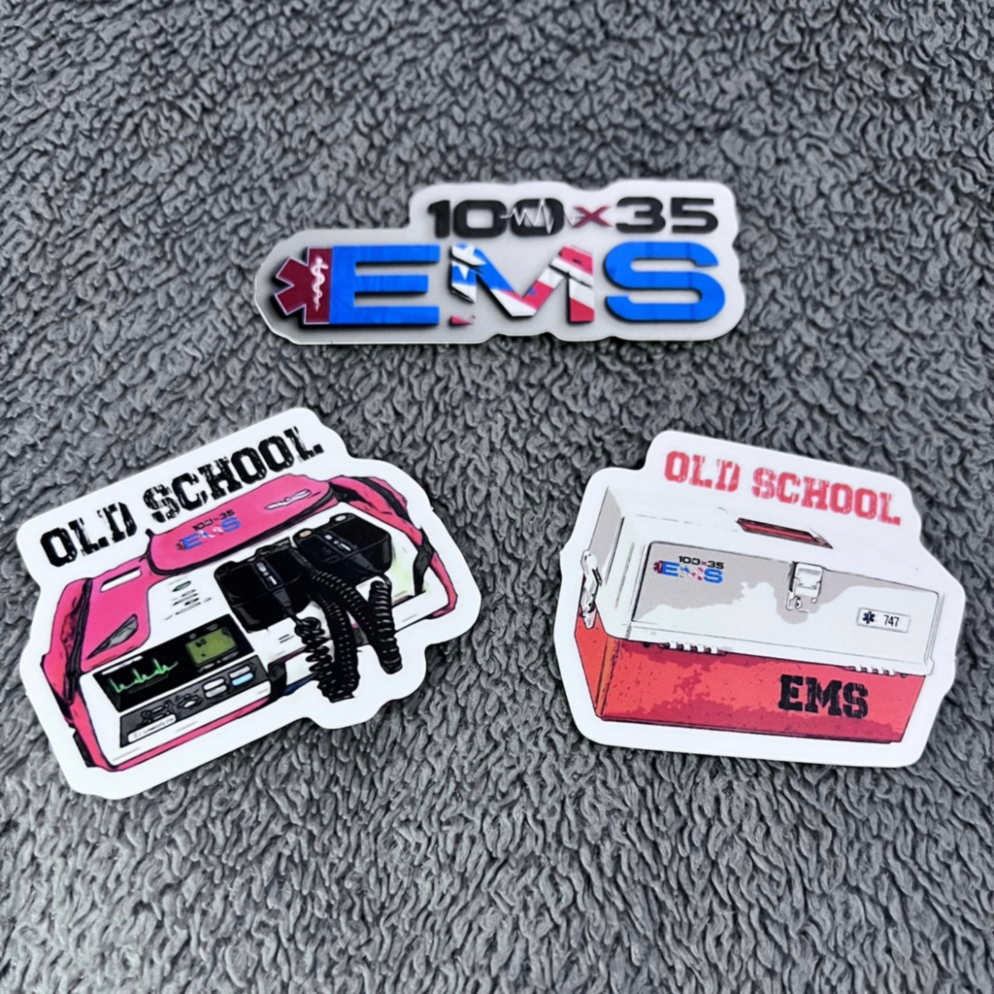 Set de (3) Stickers 100x35EMS "Old School"